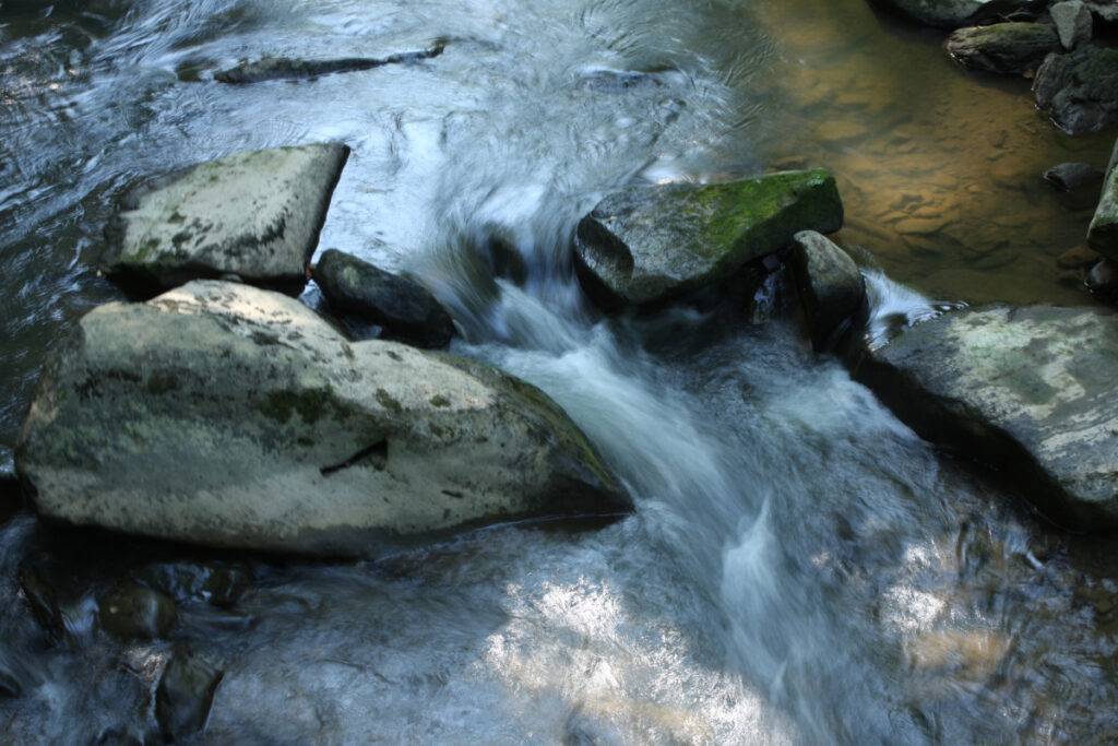 Flowing water from a creek