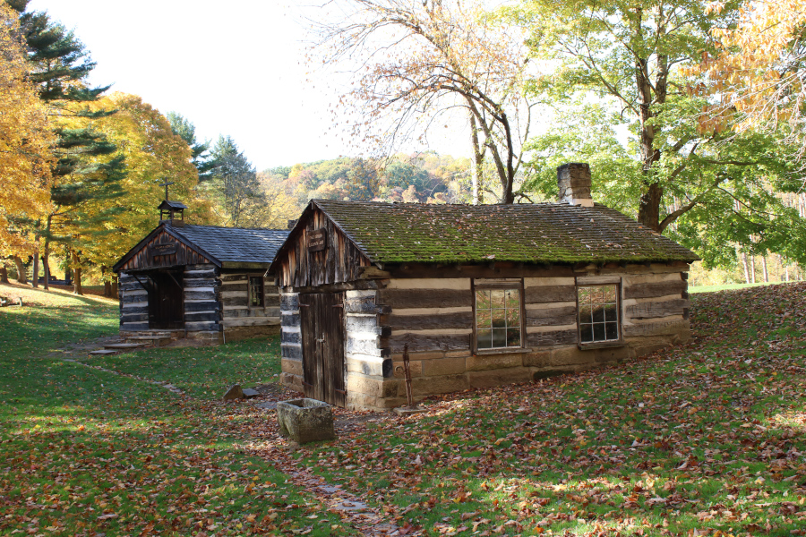 Blacksmith and chapel at Gaston's Mill.